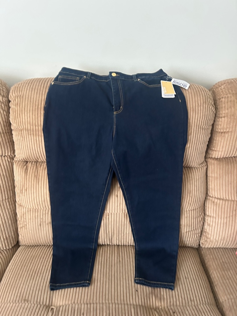 Michael Kors Navy Pull-On Jeggings with Gold Stitching